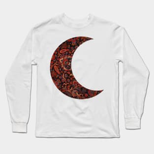 Dark Paisley Crescent Moon Long Sleeve T-Shirt